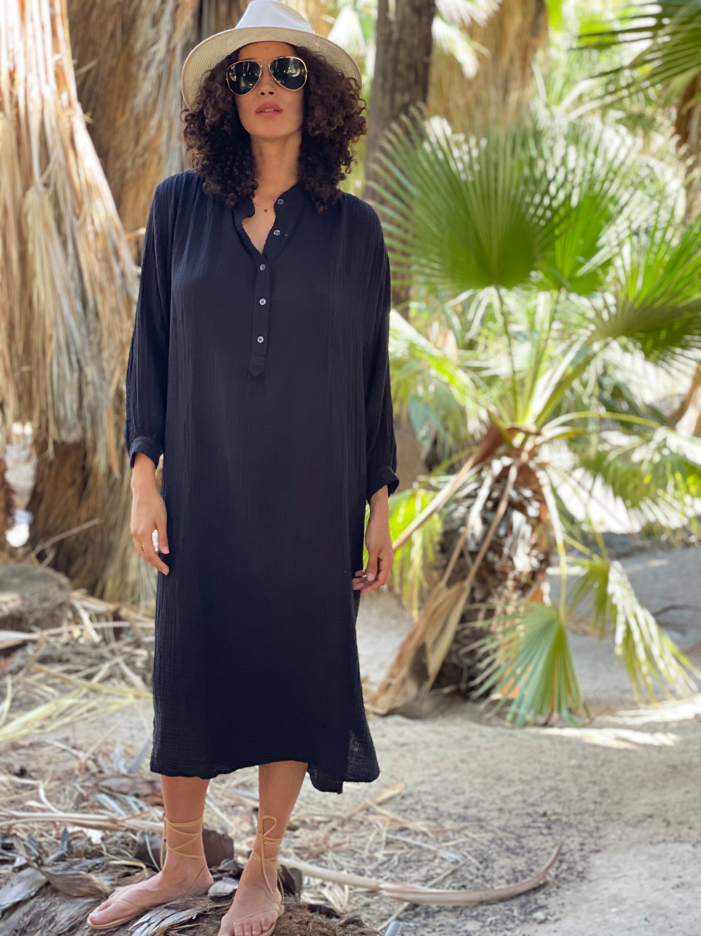 Poet Dress Gauze - Black