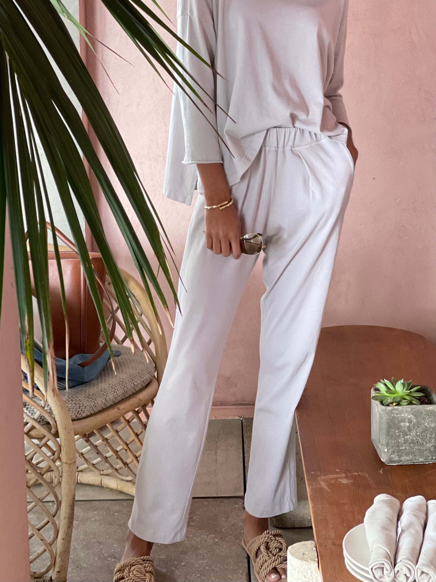 Pull On Pant Cotton Knit -Birch