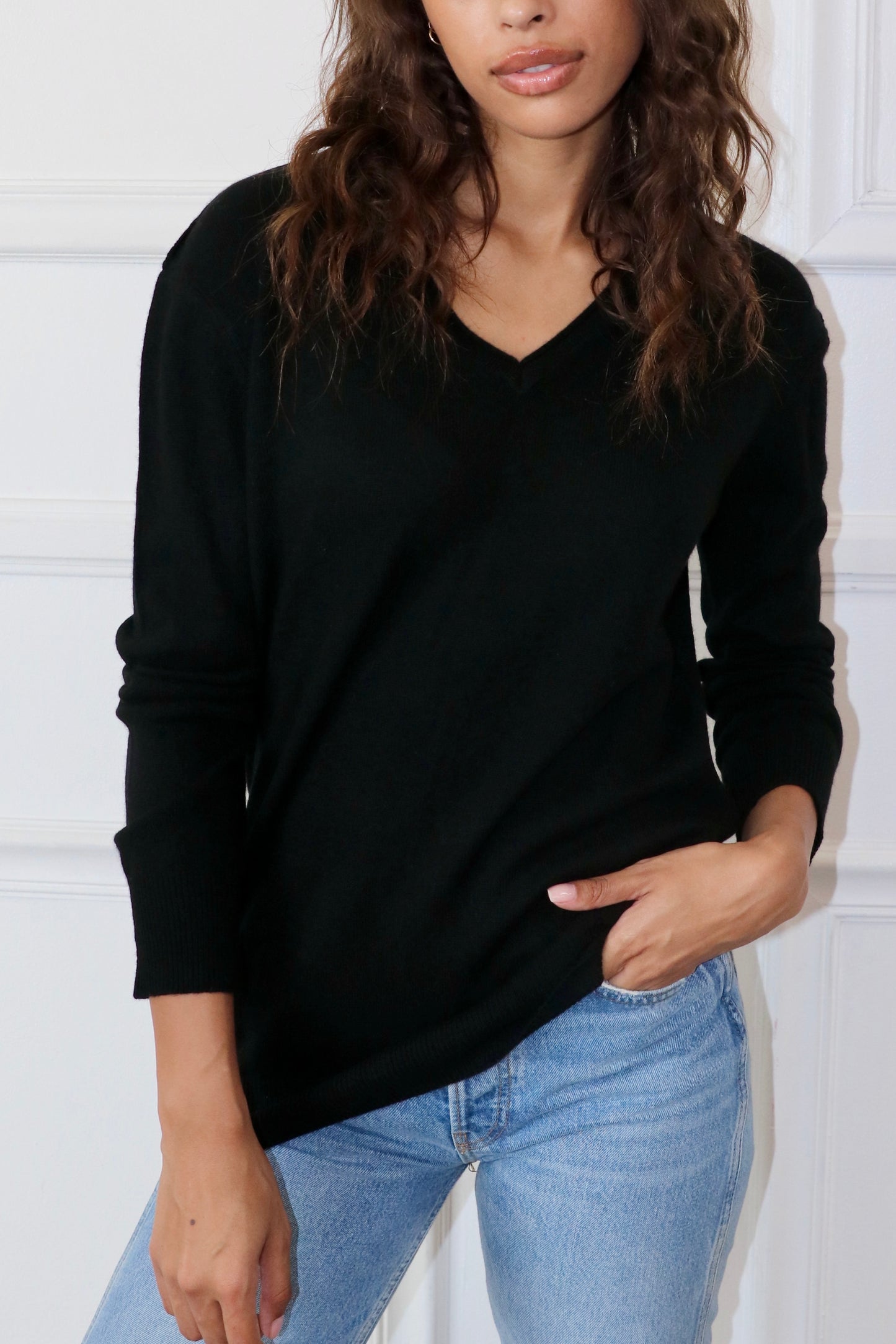Boyfriend V Neck Sweater Black