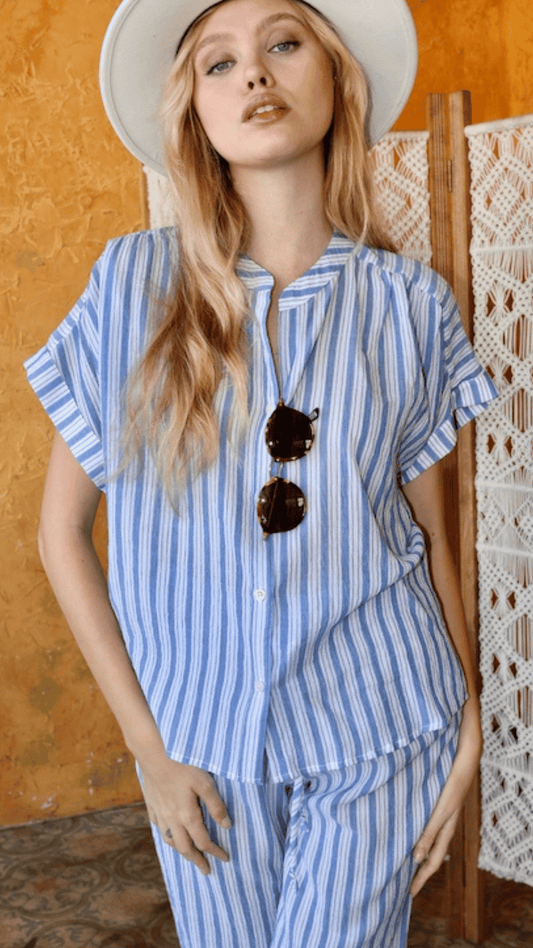 Short Sleeve Top -  Sky Stripe