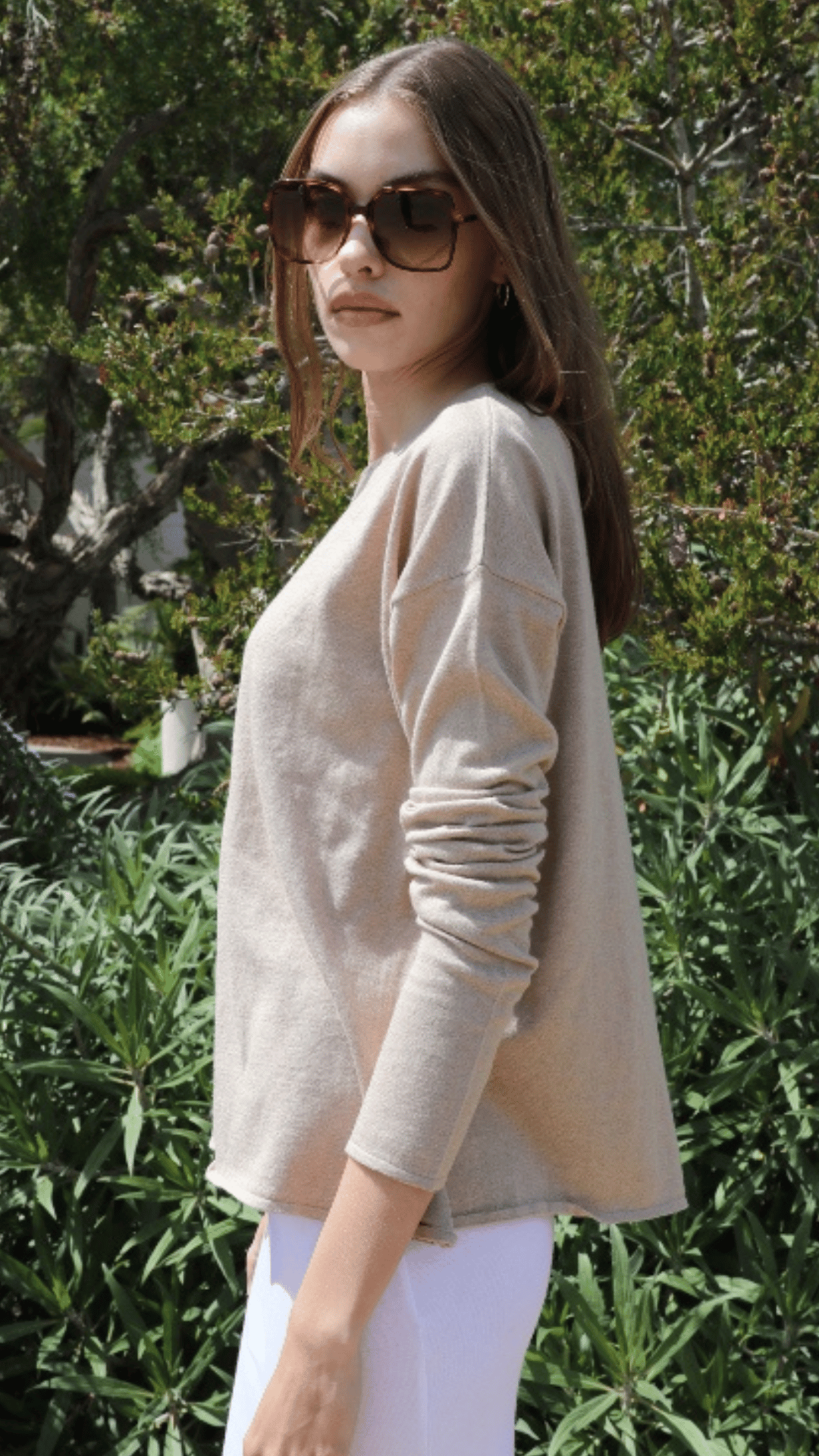 Shrunken Round Neck Cotton Cashmere - Putty