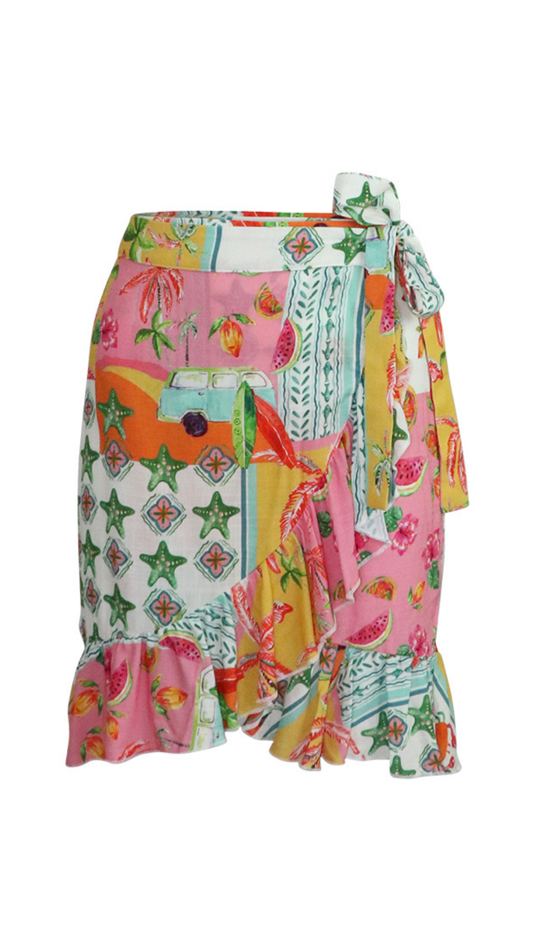 Ruffle Wrap Mini Skirt - French Pink