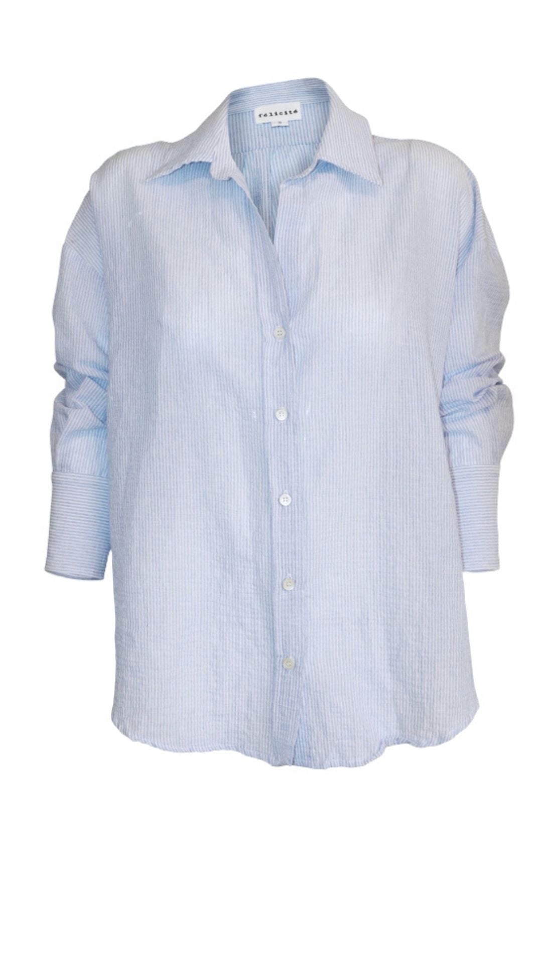 Drop Shoulder Shirt Cotton - Sky Stripe