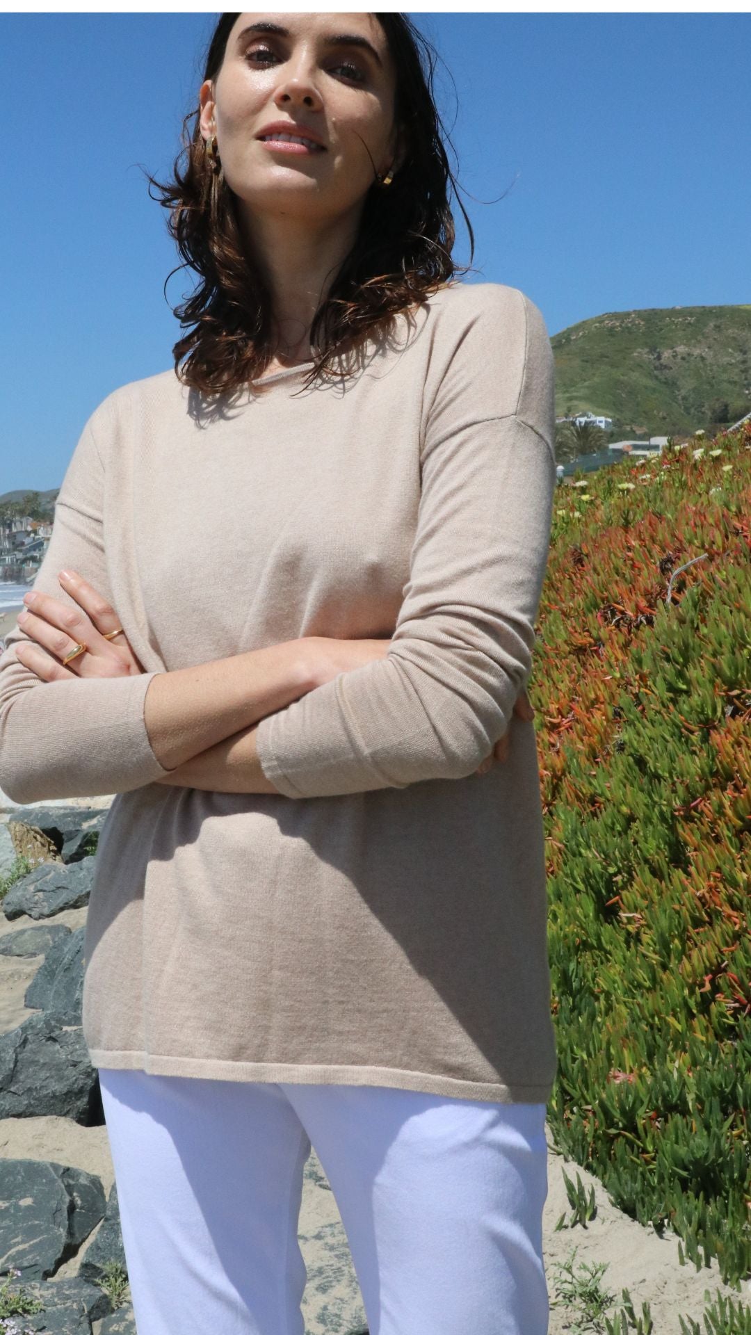 High-Low Sweater Cotton Cashmere - Putty