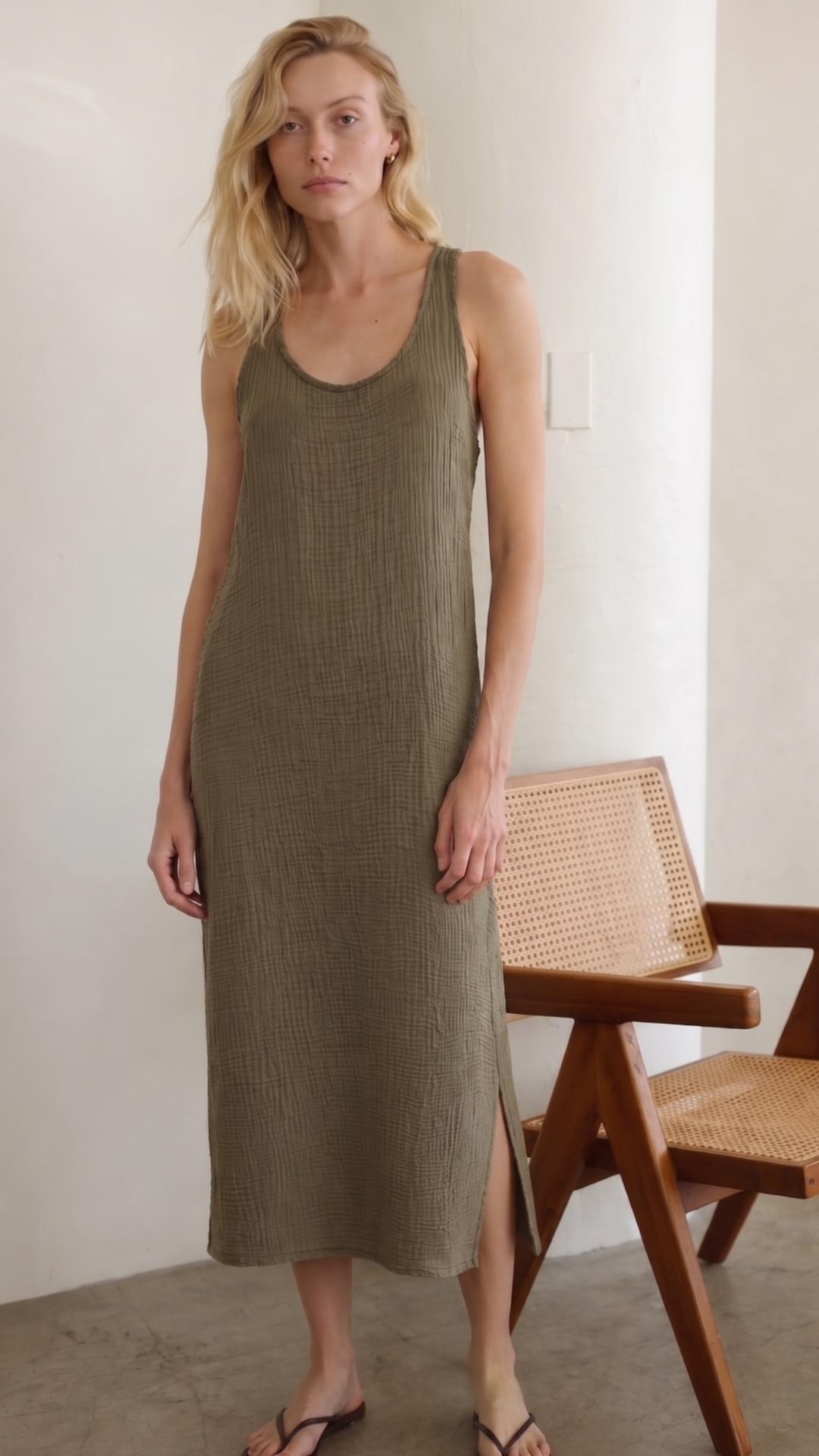 Racerback Midi Dress - Military