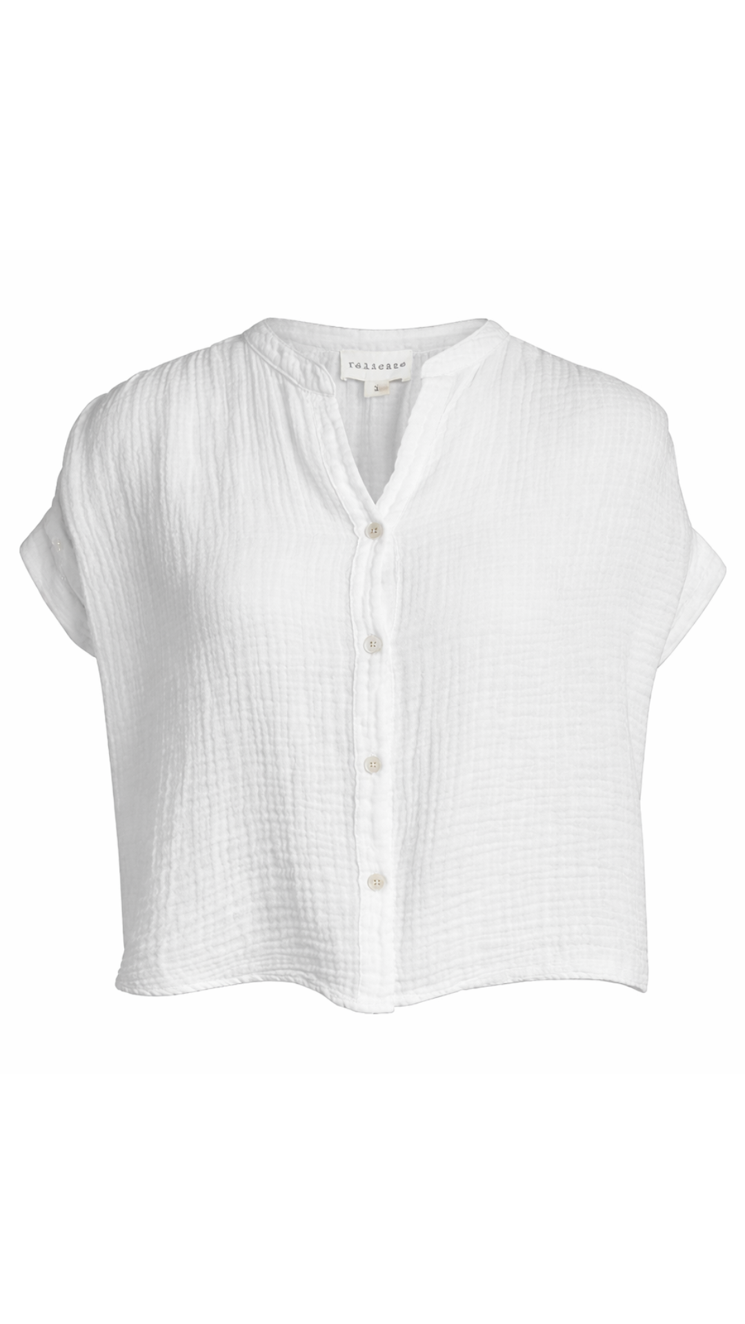 Short Sleeve Top Cotton Gauze - White