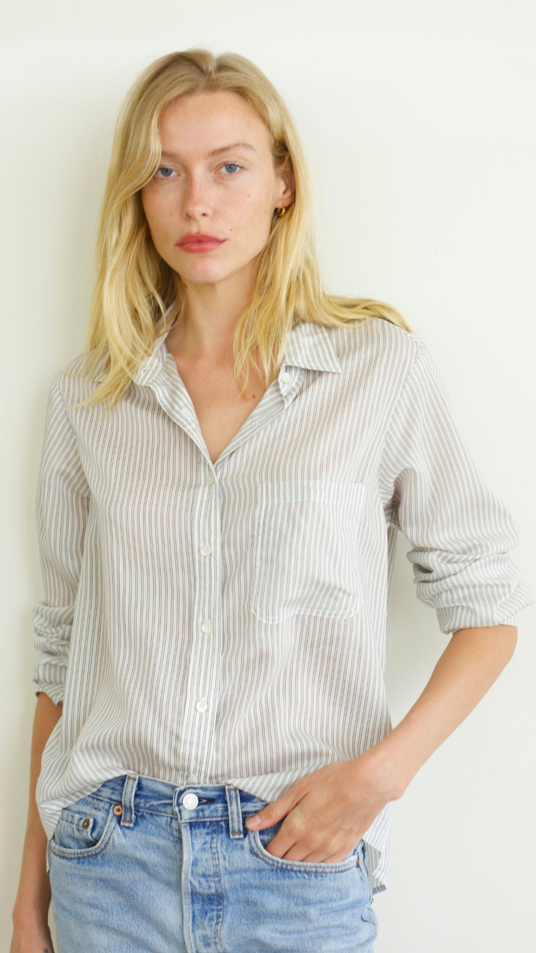 Boyfriend Top Lyocell Silk - Canolli Stripe