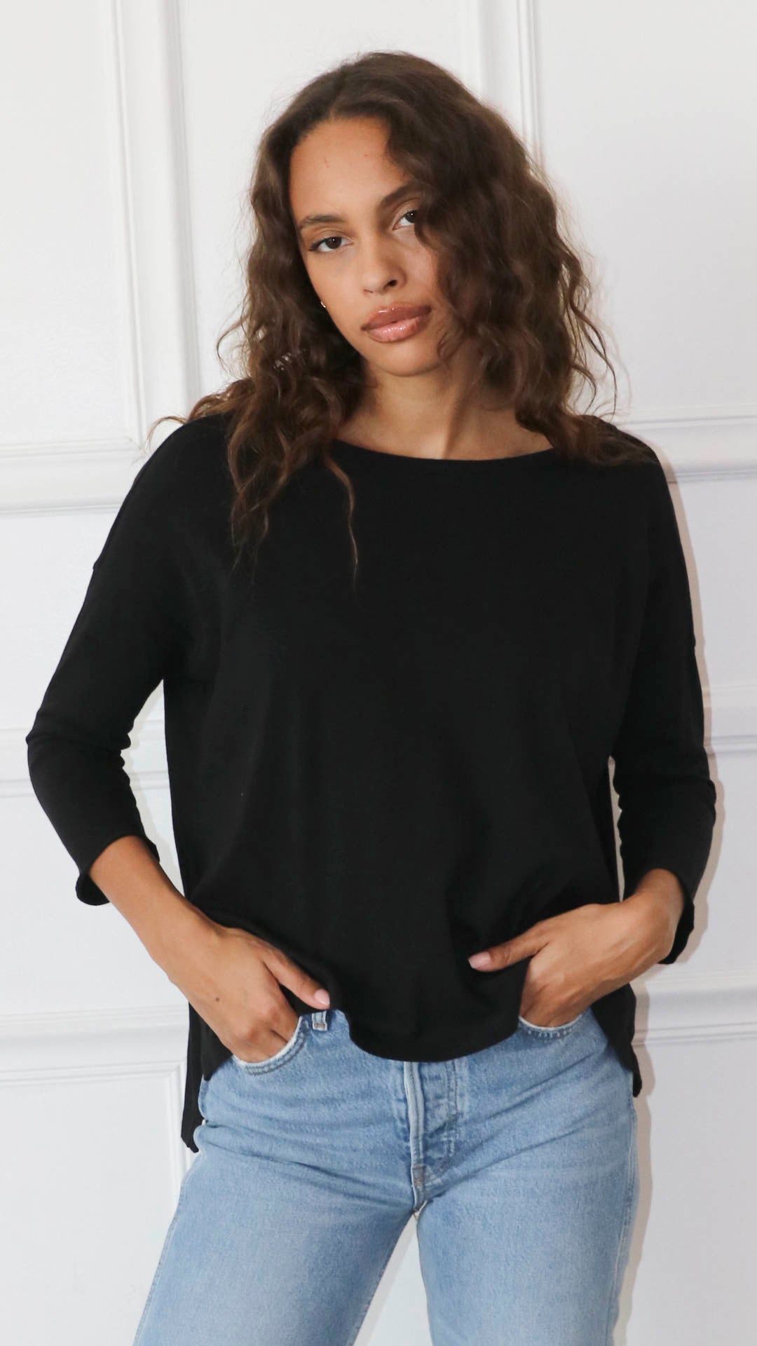 Drop shoulder Tee Cotton- Black