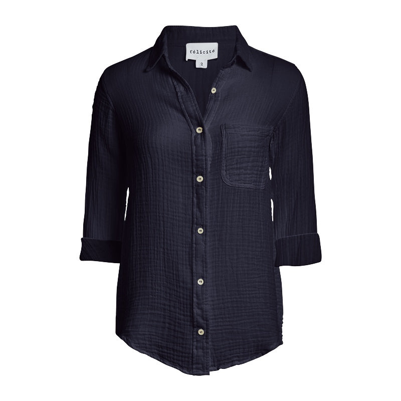 Boyfriend Top Gauze - Navy