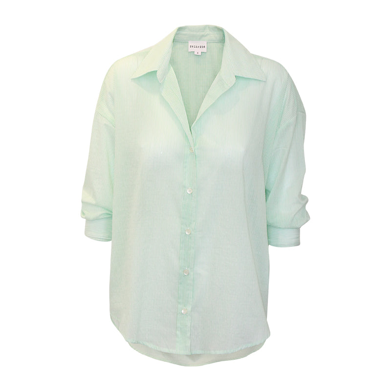 Drop Shoulder Shirt - Green Stripe