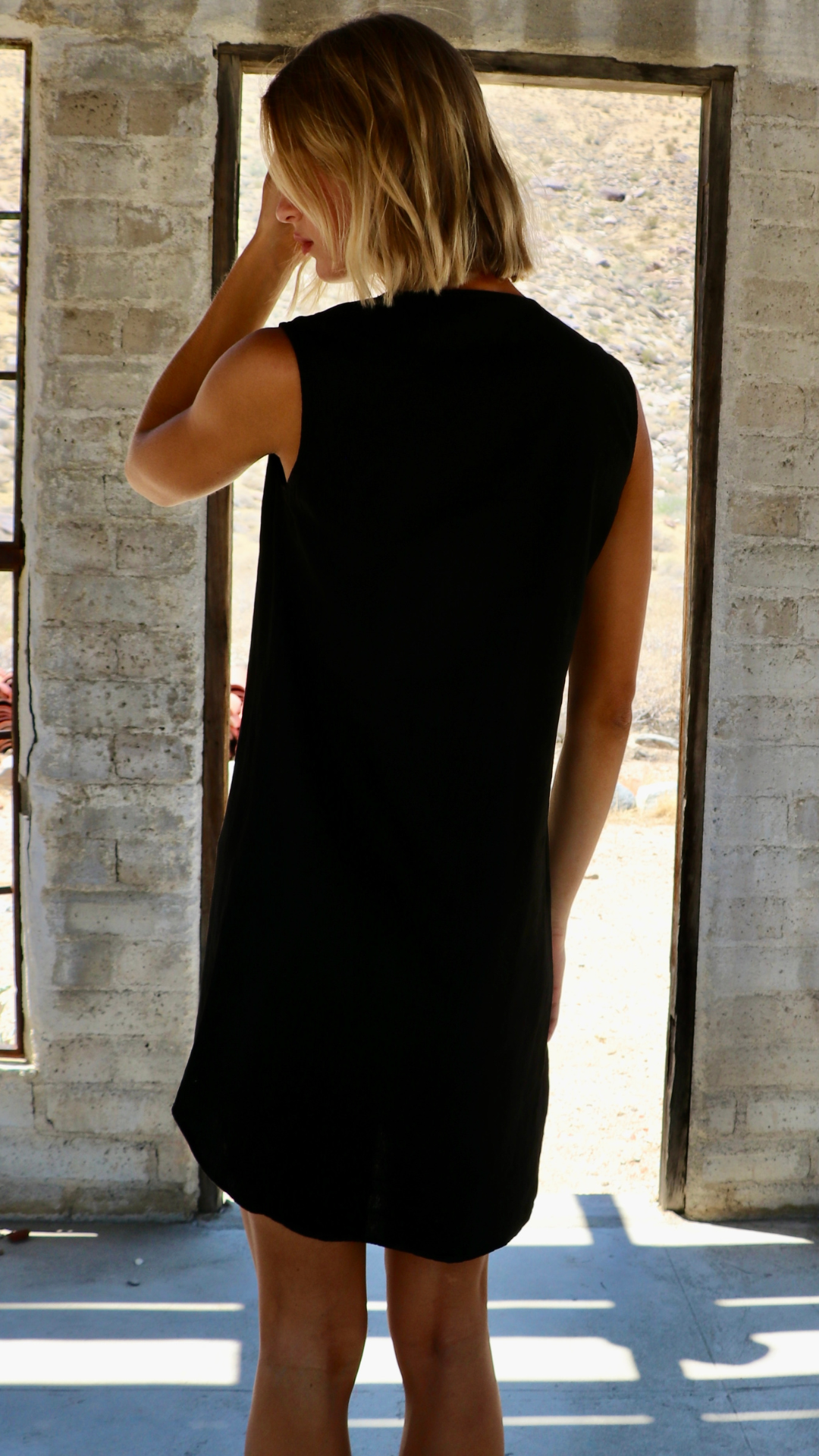 Tunic Dress Linen Rayon - Black