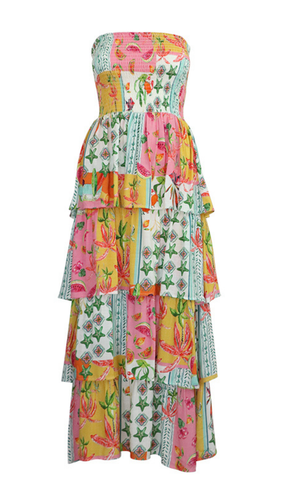 Strapless Tier Maxi Dress - French Pink