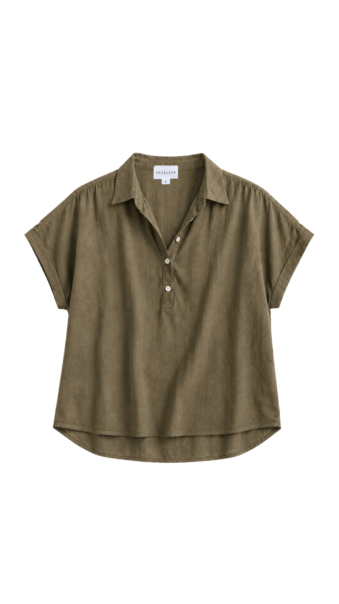 S/S Henley Cotton Blend - Military