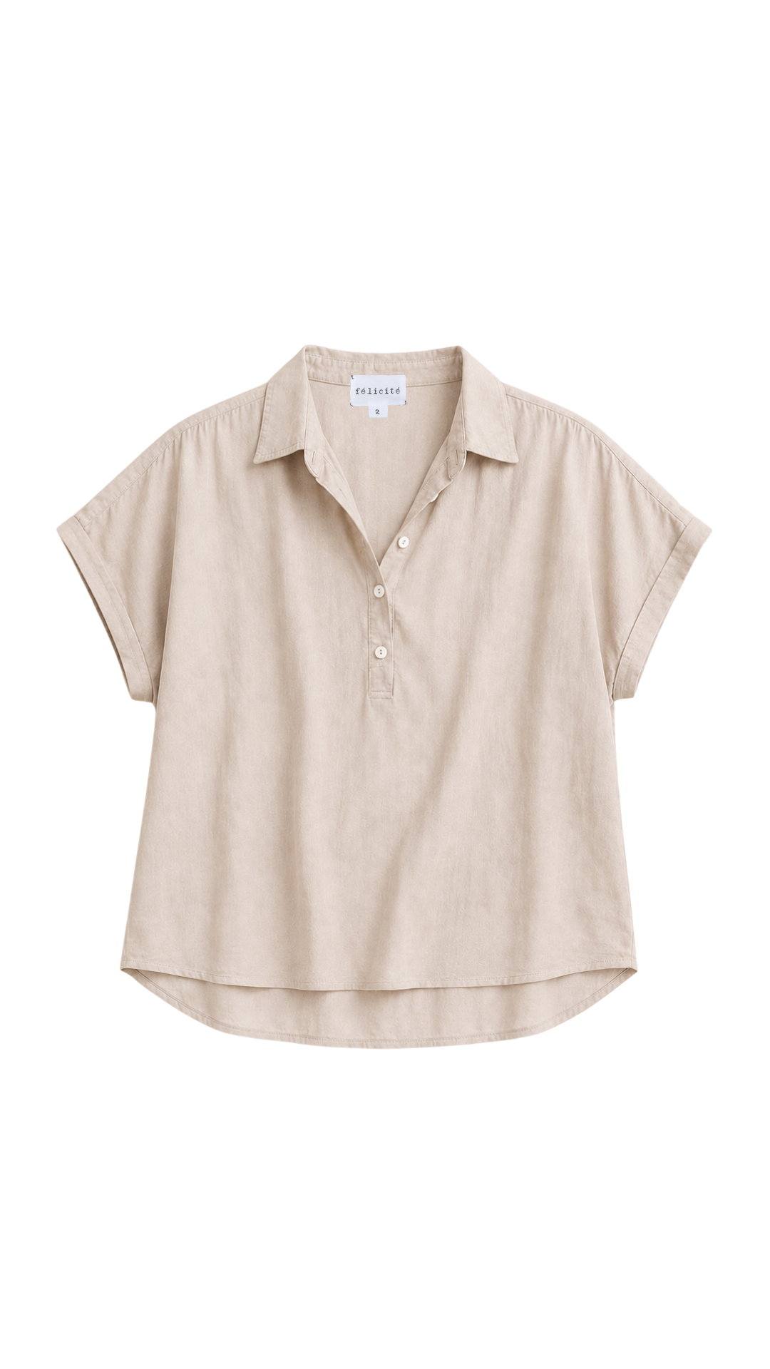 S/S Henley Linen - Light Tan