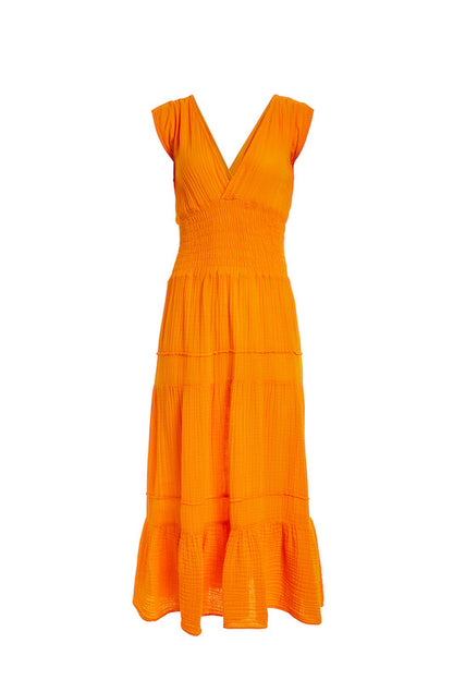 Smocked Dress Gauze - Tangerine