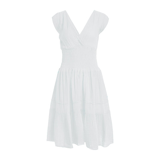 Smock Mini Dress Gauze - White