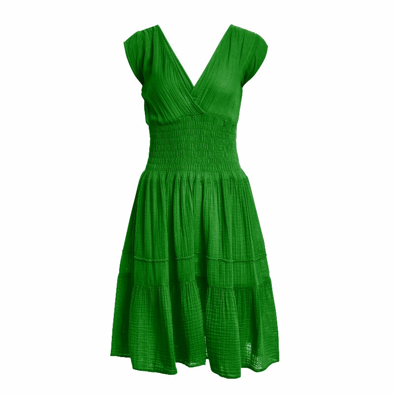Smock Mini  Dress Gauze- Golf Course
