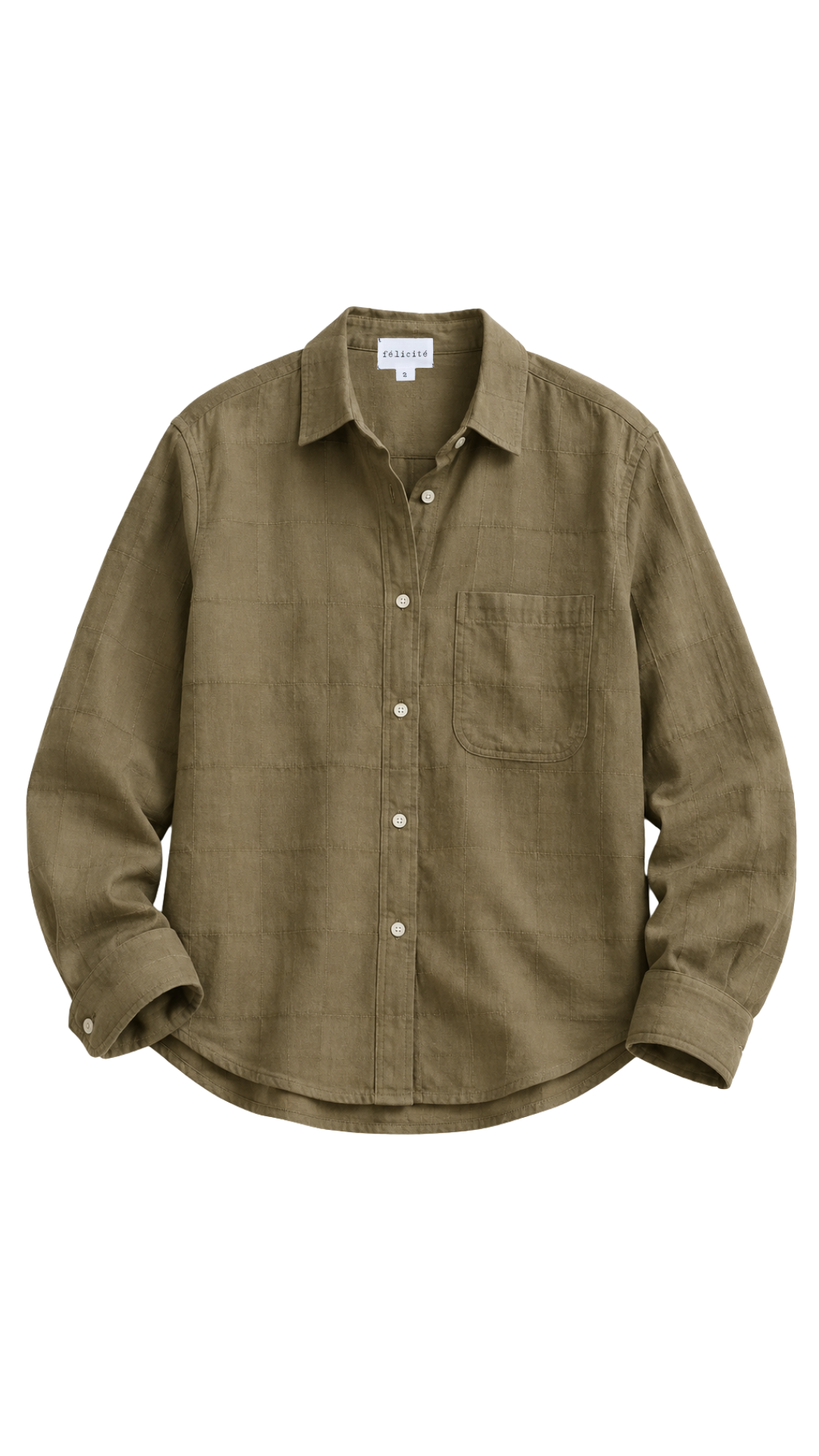 Boyfriend Top Check Cotton - Military