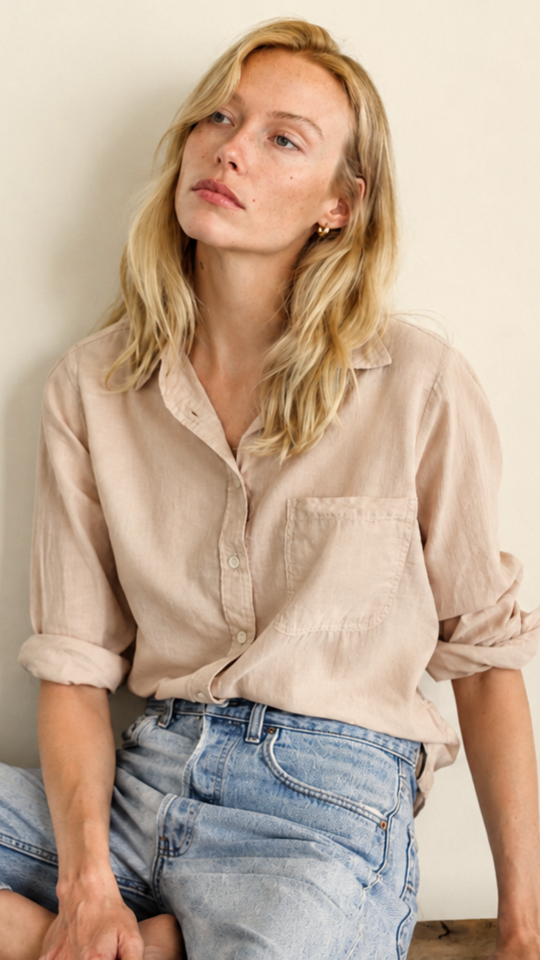 Boyfriend Top Cotton Voile - Light Tan