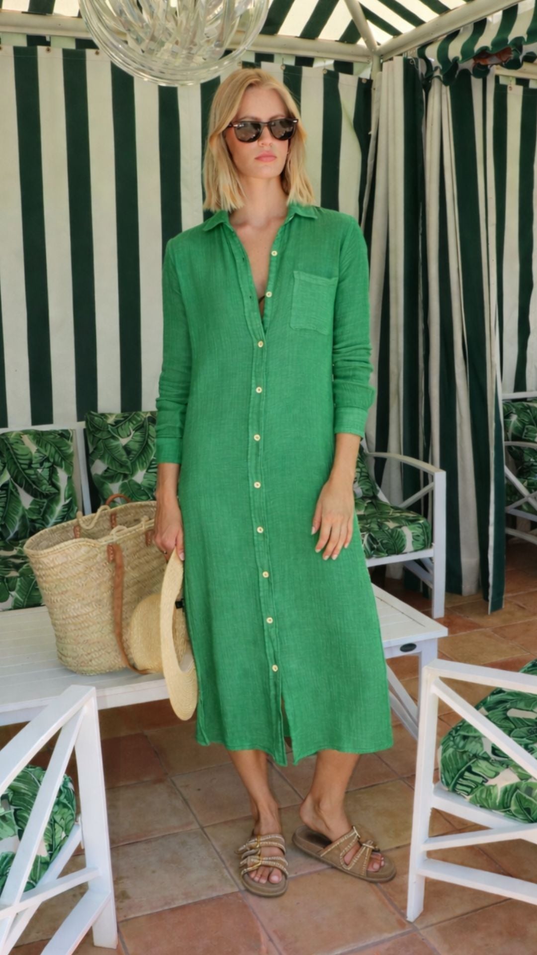 Boyfriend Maxi Dress Gauze - Golf Course