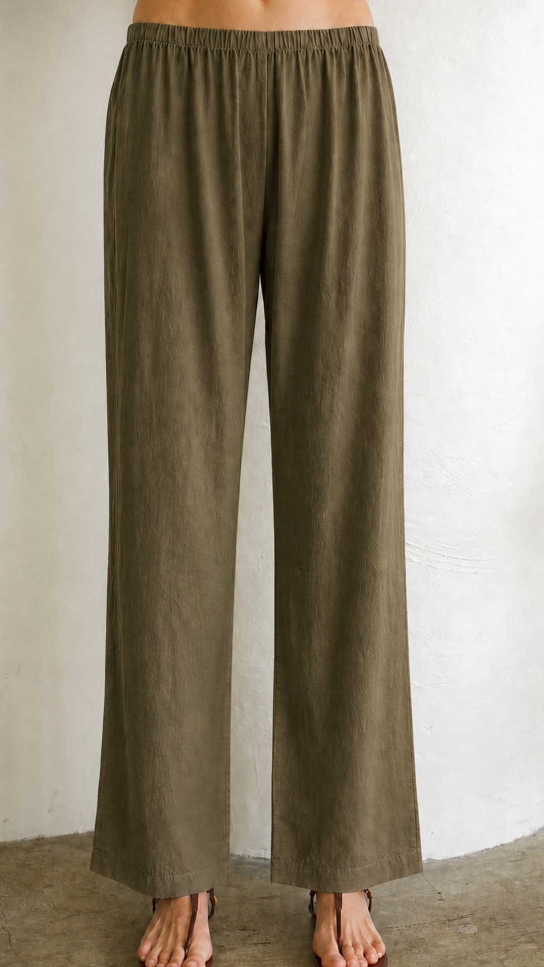 Elastic Band Pant Linen - Military