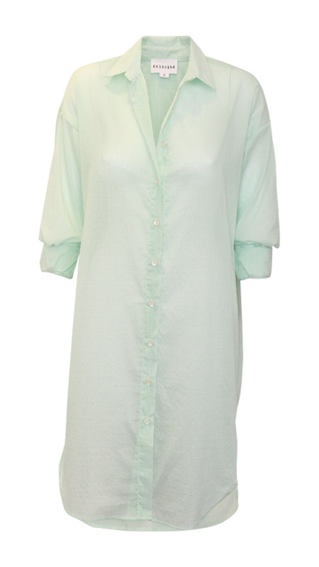 Boyfriend Tunic Dress Cotton - Green Stripe