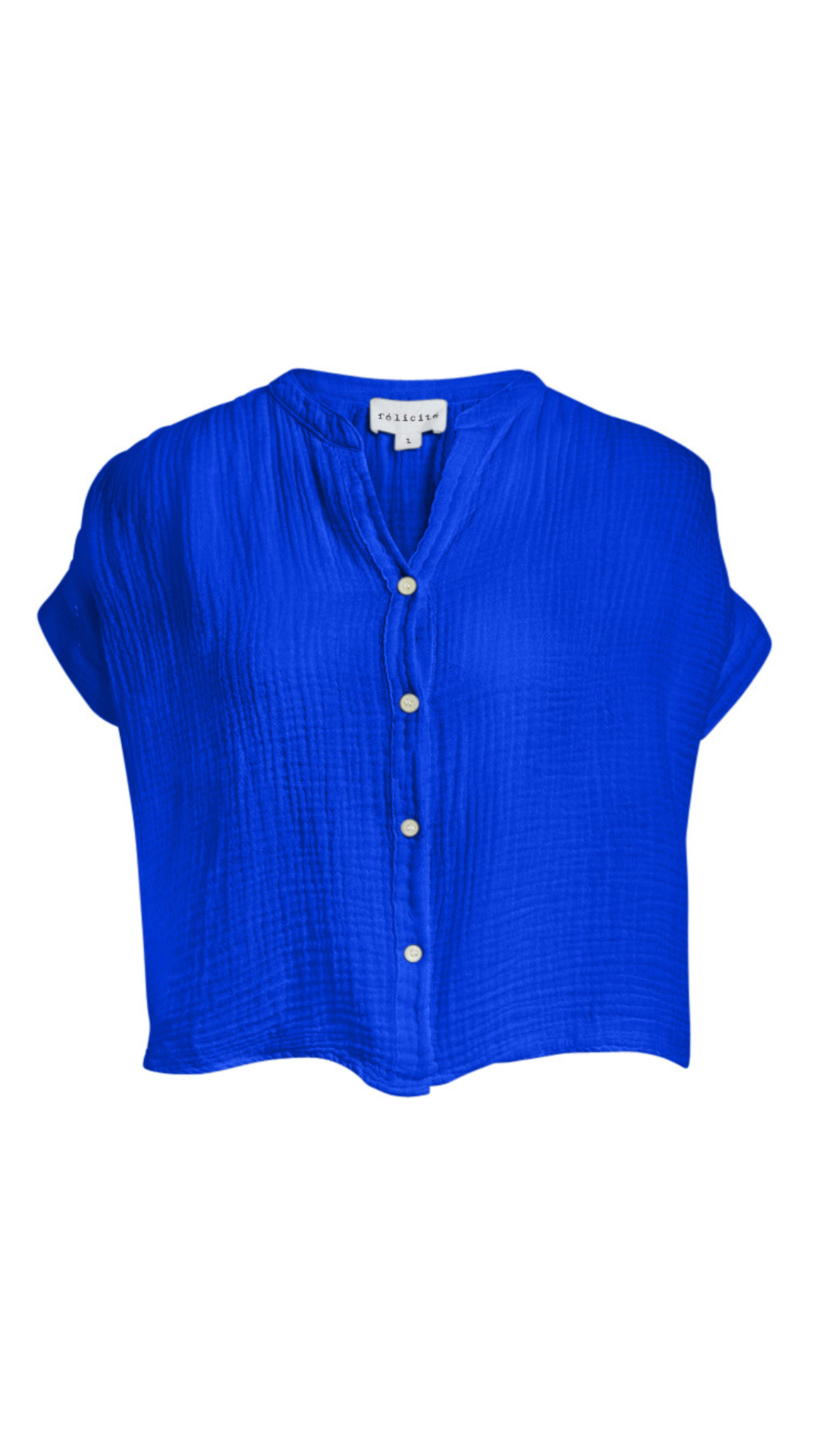 Short Sleeve Top Cotton Gauze - Electric Blue