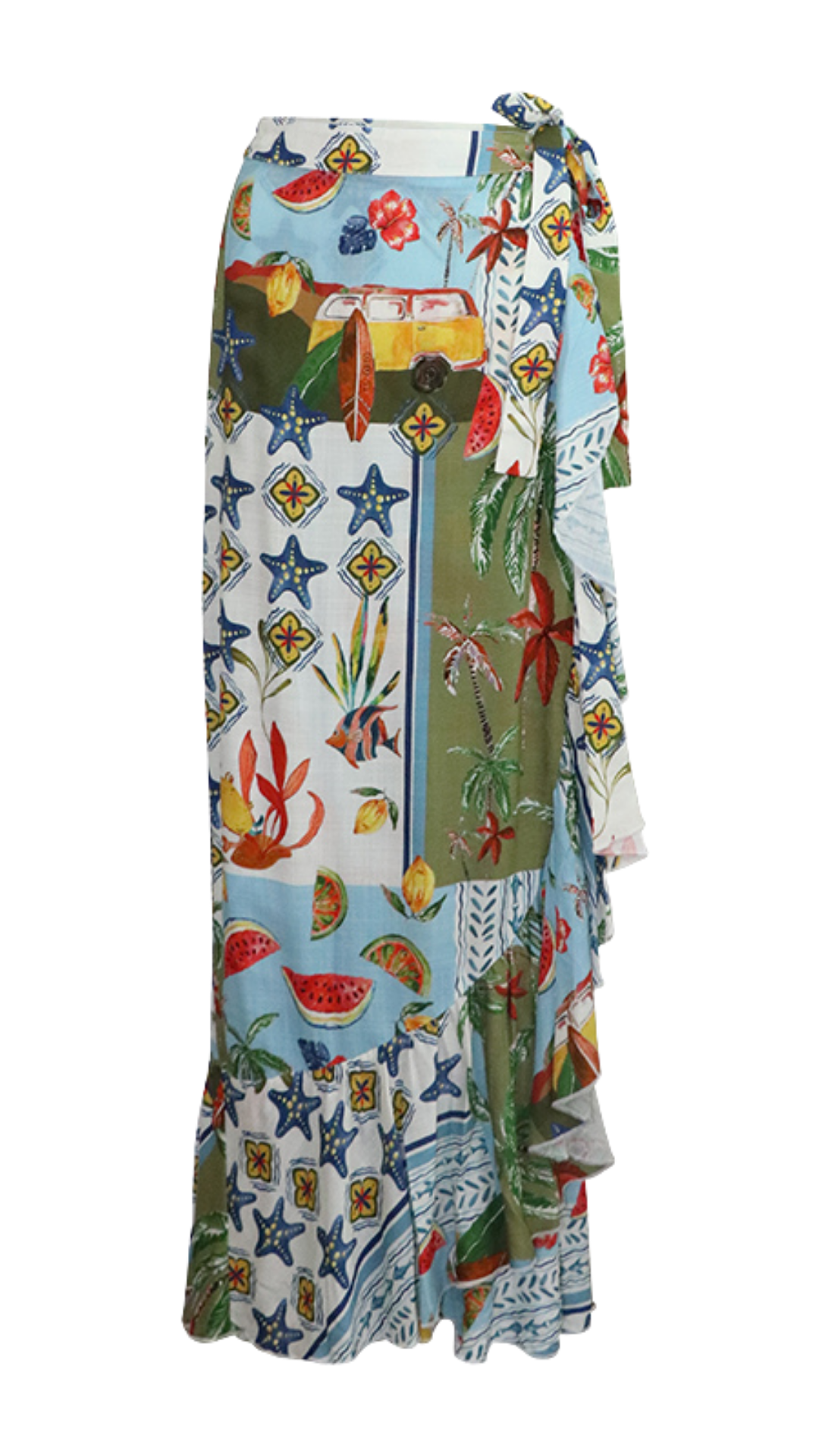 Ruffle Wrap Maxi Skirt - French Blue