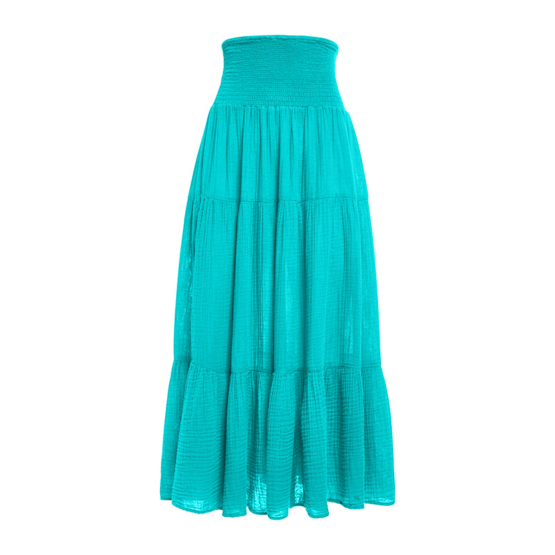 Smocked Maxi Skirt Gauze - Emerald Bay