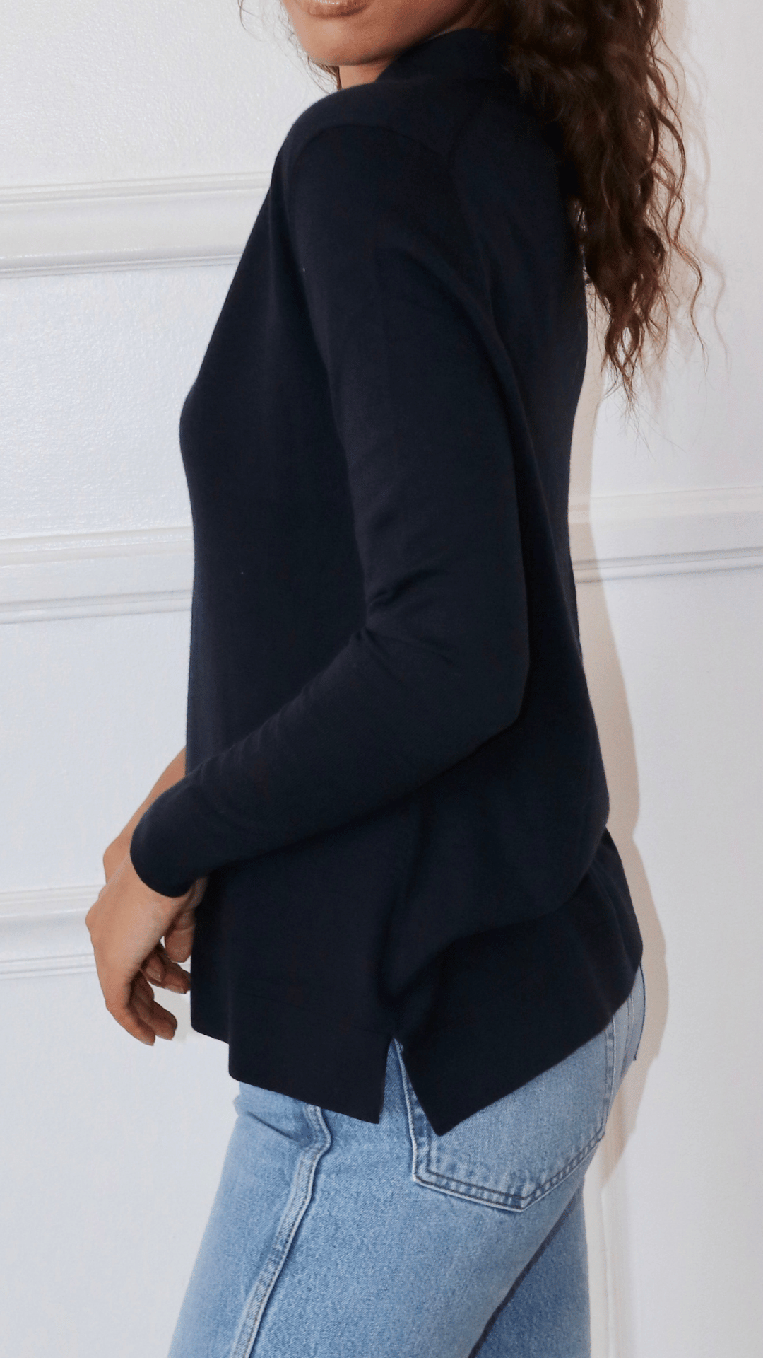 Polo Neck  Cotton Cashmere Sweater Black