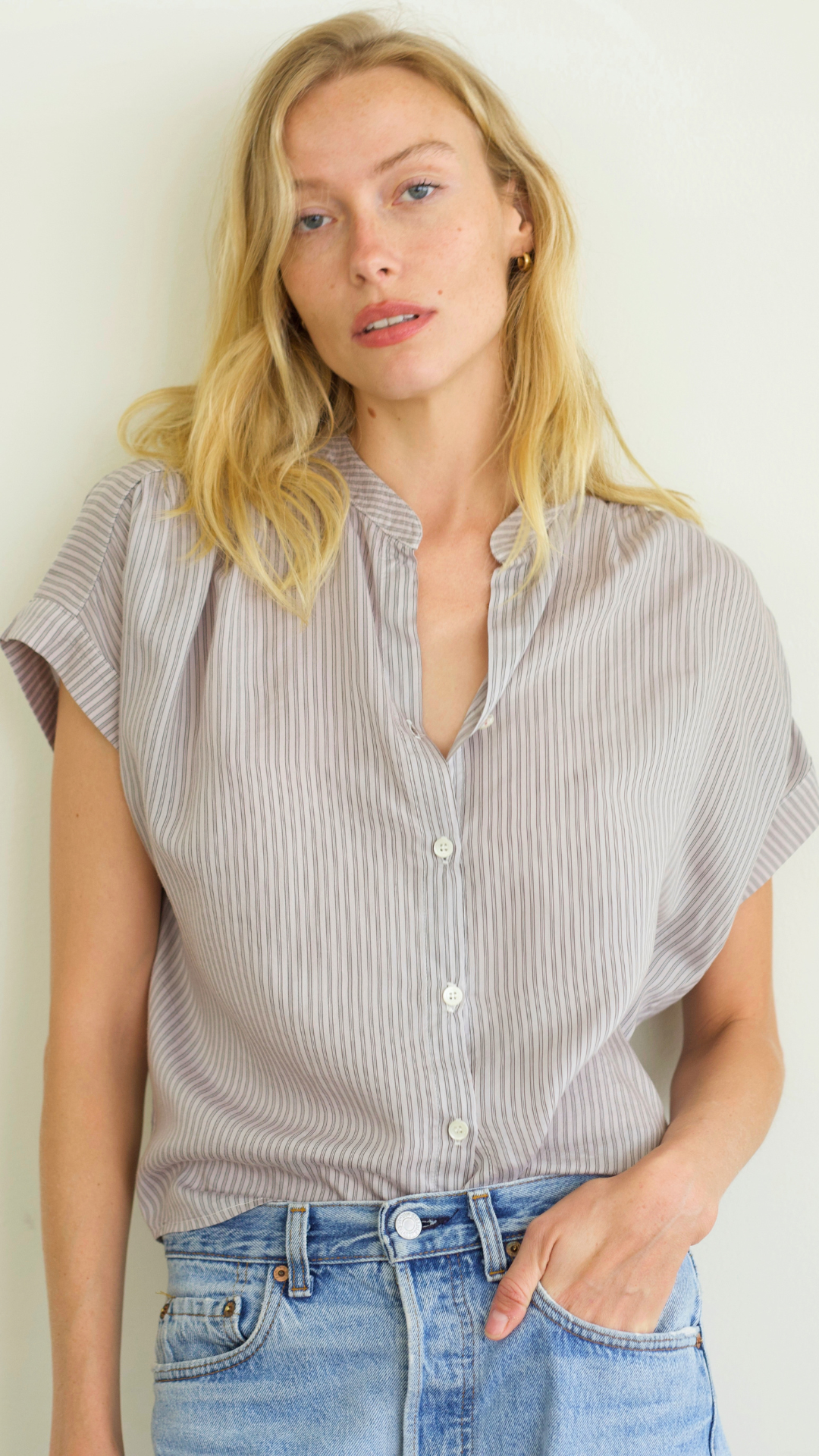S/S Top Lyocell Silk - Coco Stripe