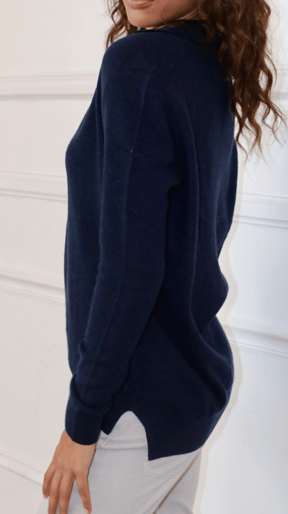 Polo Neck Cashmere Sweater Navy