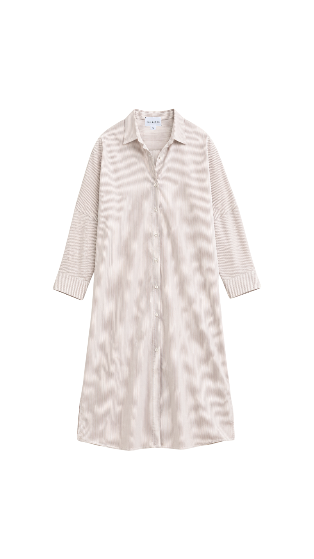 Drop Shoulder Dress - Tan Stripe