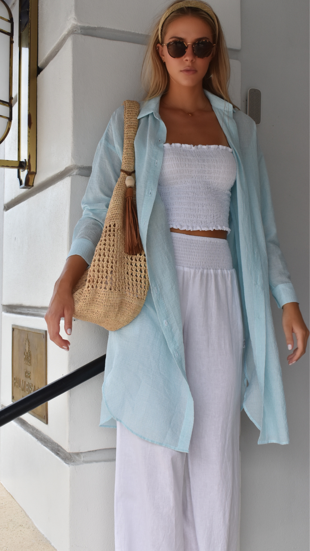 Boyfriend Tunic Dress Cotton - Turquoise Stripe