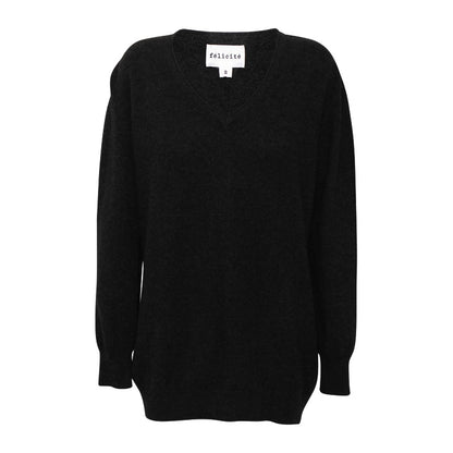 Boyfriend  V Neck Sweater Black