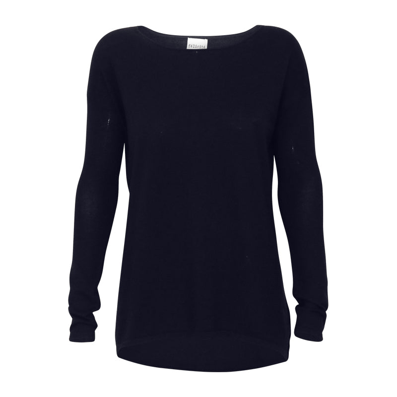 High-Low Sweater Cotton Cashmere - Navy