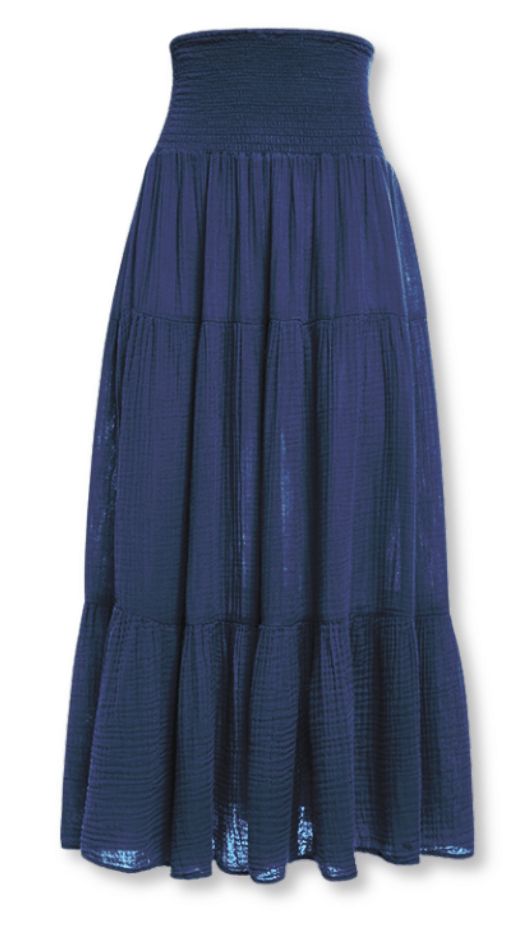 Smocked Maxi Skirt Gauze - Navy