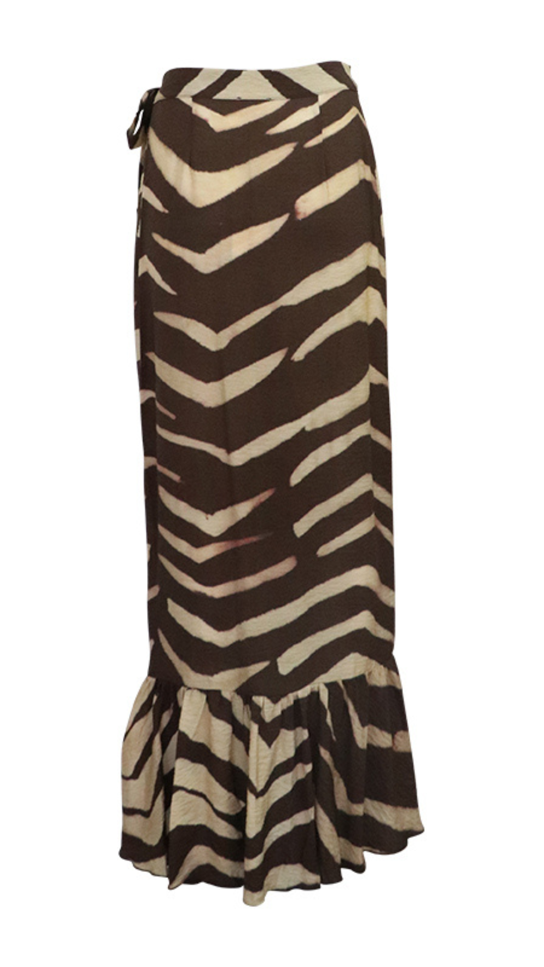 Ruffle Wrap Maxi Skirt Viscose - Zebra