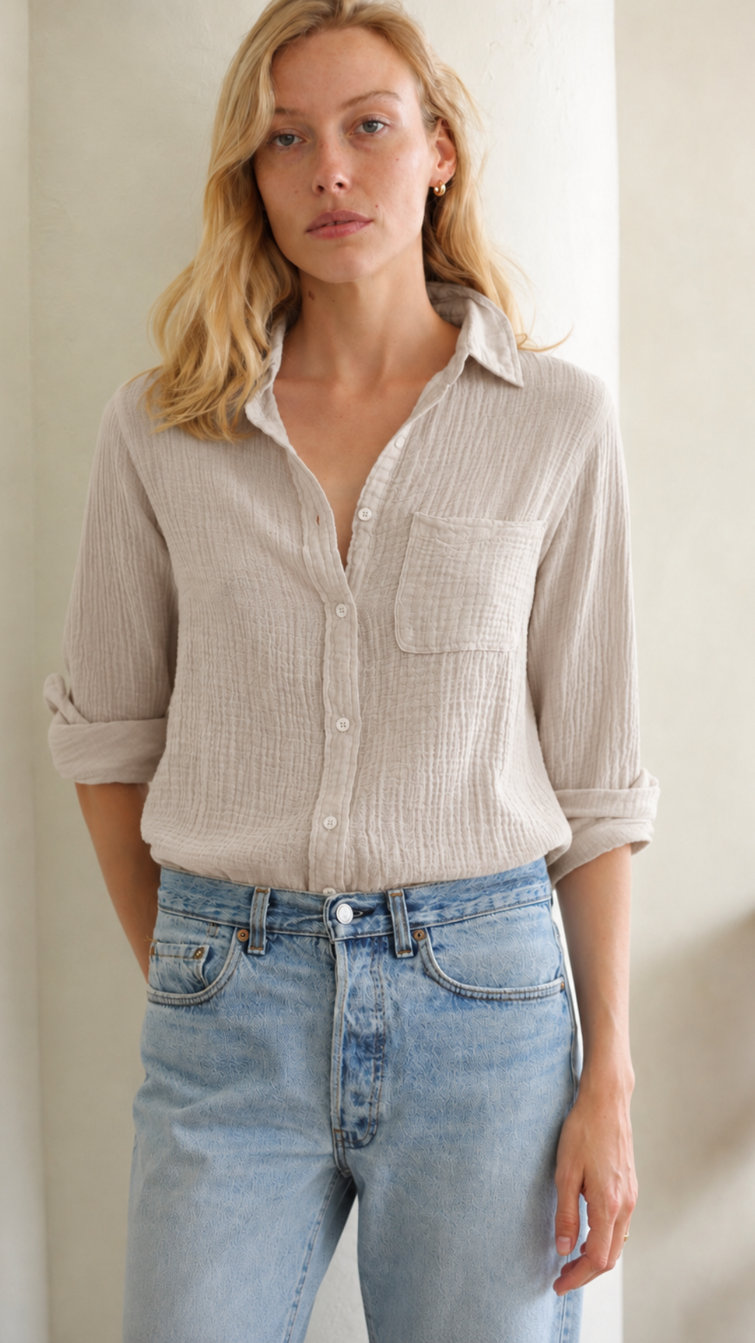 Boyfriend Top Gauze - Birch
