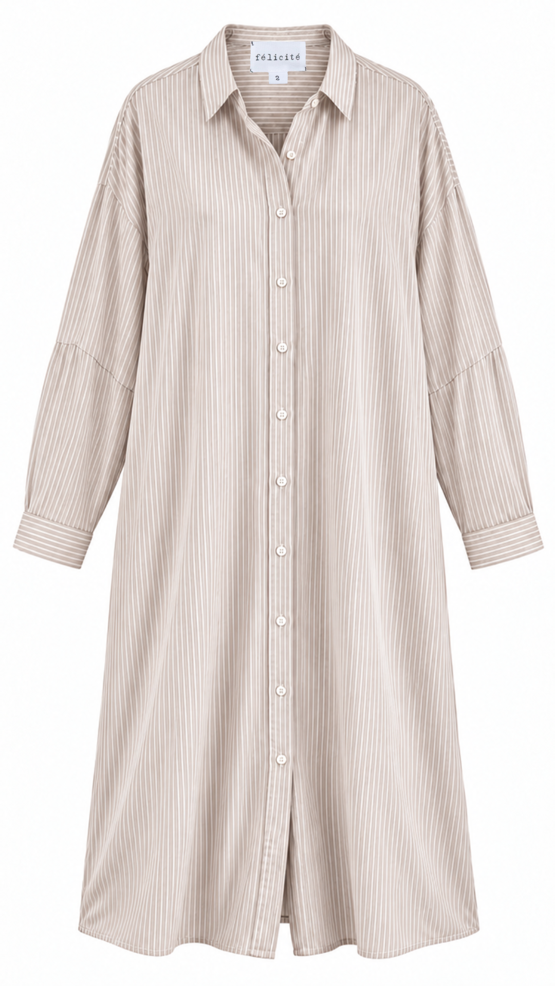 Drop Shoulder Dress Lyocell Silk - Walnut Stripe