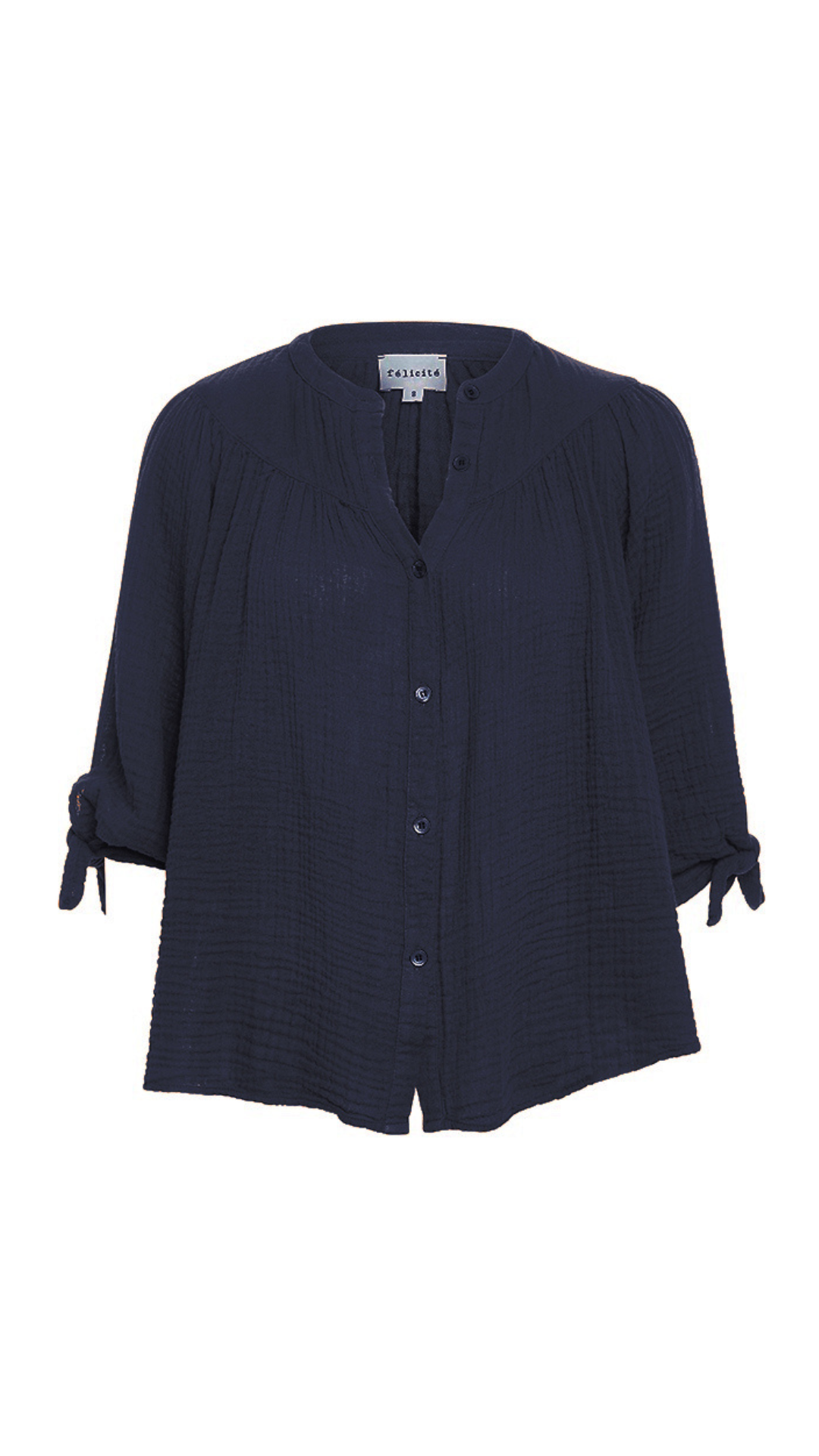 Tie Top Gauze - Navy