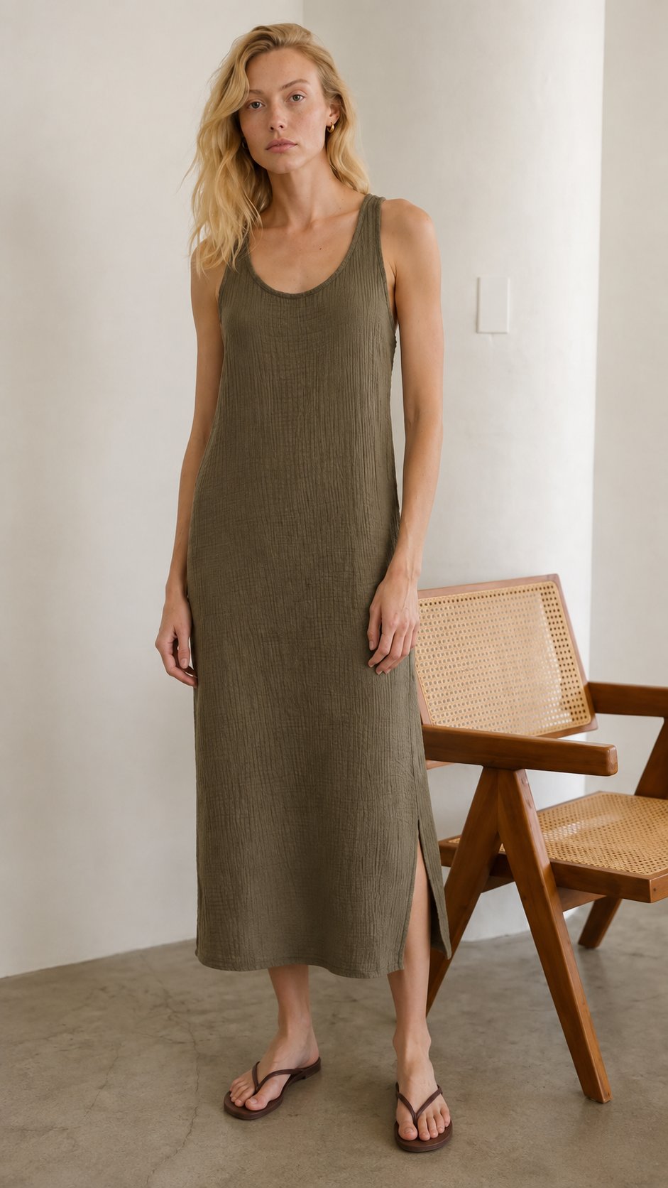 Racerback Midi Dress - Military