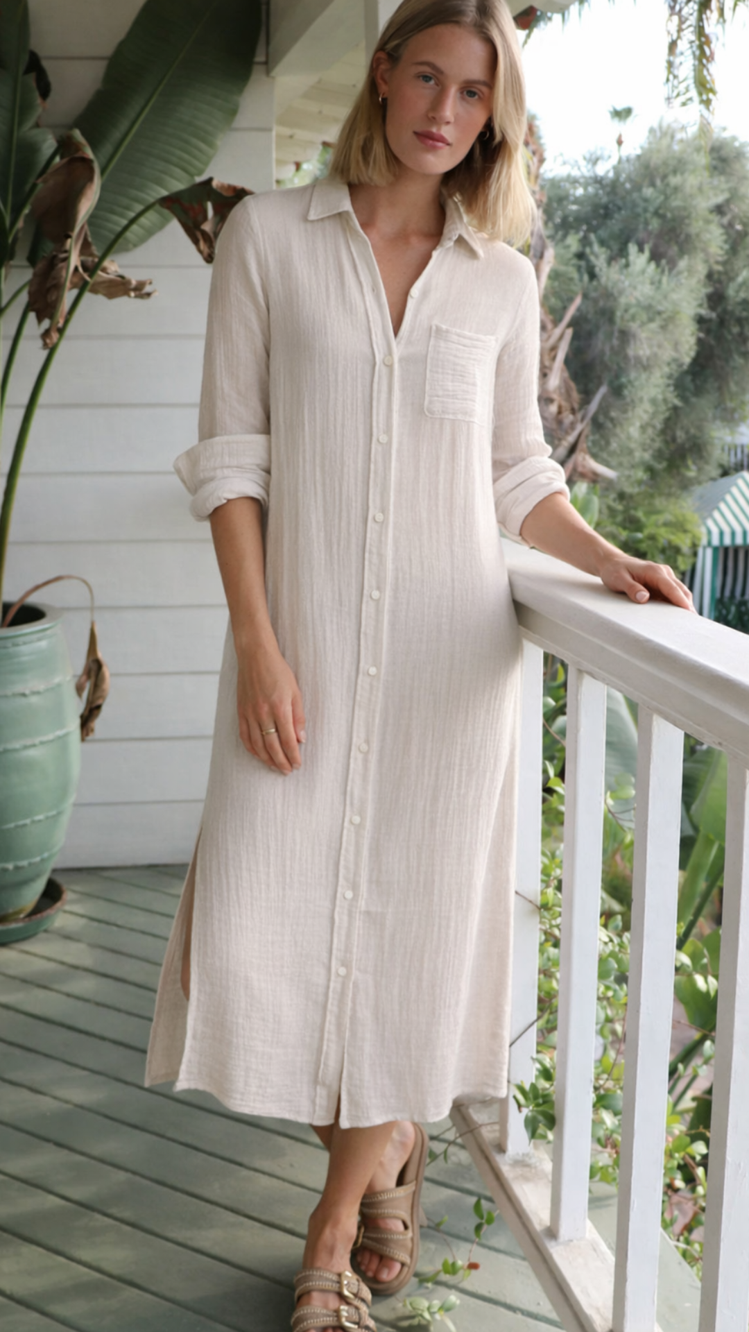 Boyfriend Maxi Dress Gauze - Birch