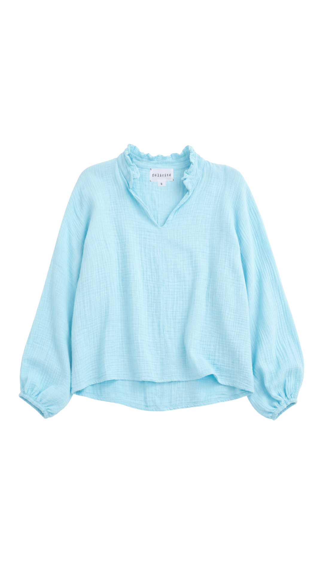 Ruffle Collar Top Gauze - Sea Glass
