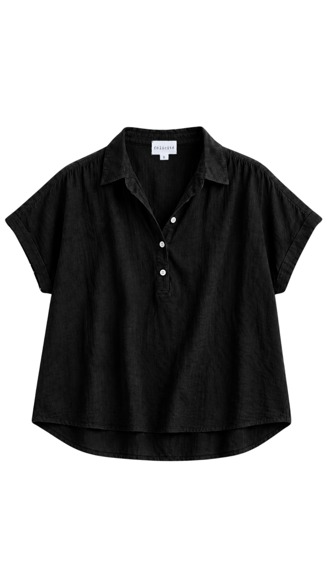 S/S Henley Cotton Blend - Black