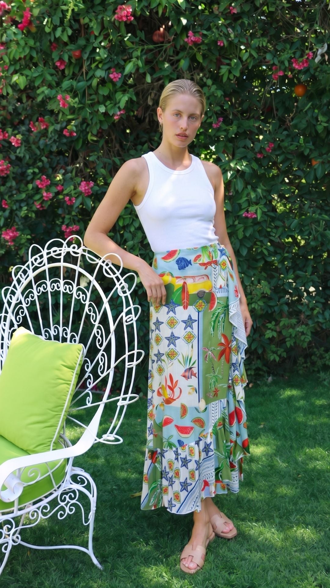 Ruffle Wrap Maxi Skirt - French Blue