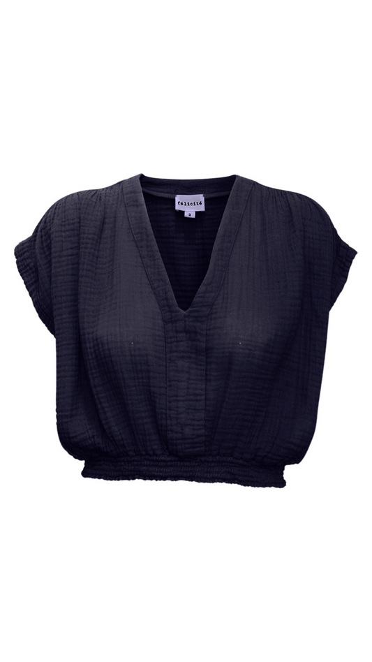 Vacay Top Gauze  - Navy