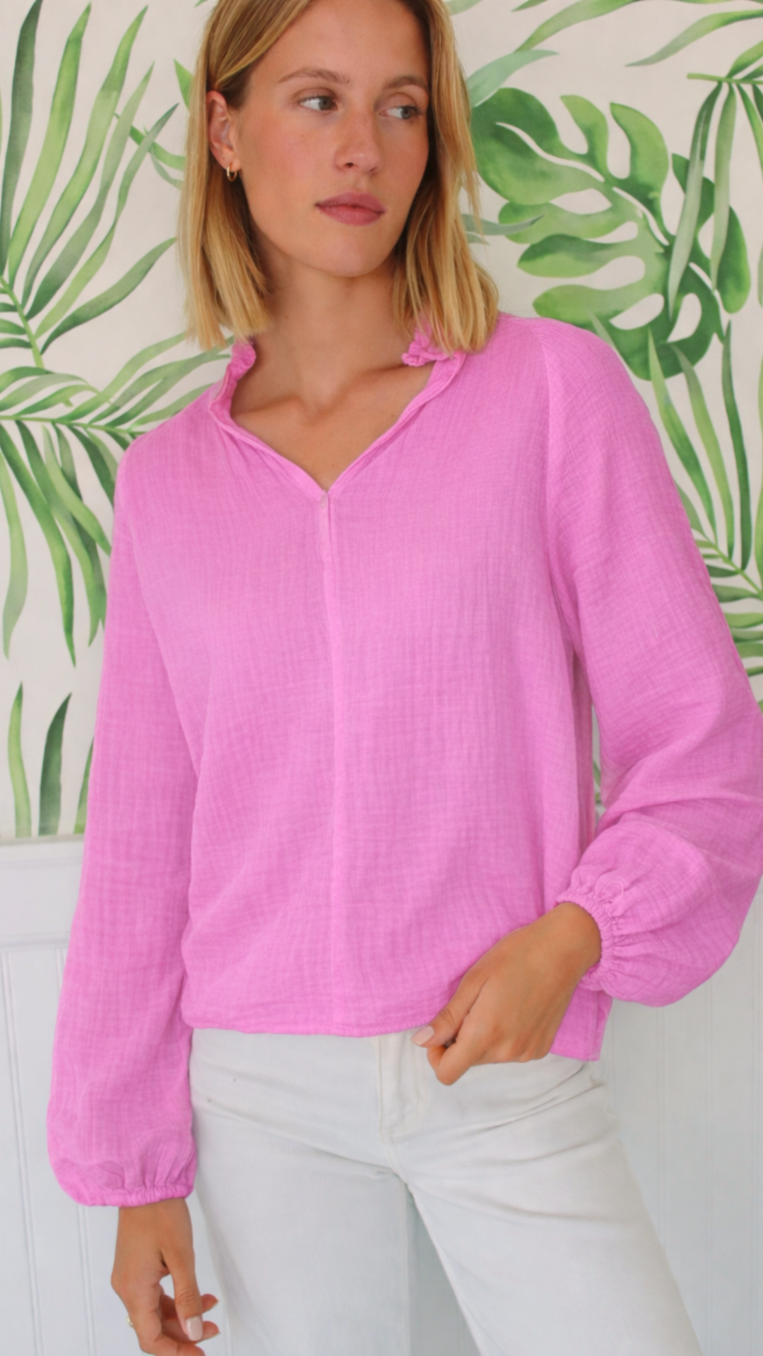 Ruffle Collar Top Gauze - Elle Woods