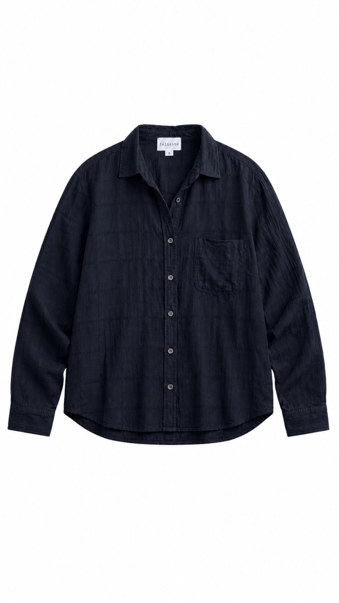 Boyfriend Top Check Cotton - Navy