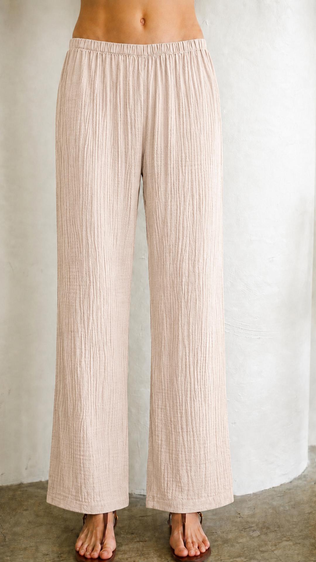 Elastic Band Pant Gauze - Tan